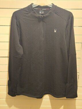 Spyder Active Quarter Zip Pullover Men's XXL Black Long Sleeve Thermal Athletic